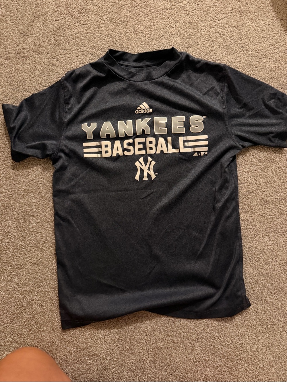 adidas Youth Yankees Baseball Tee - Navy and White